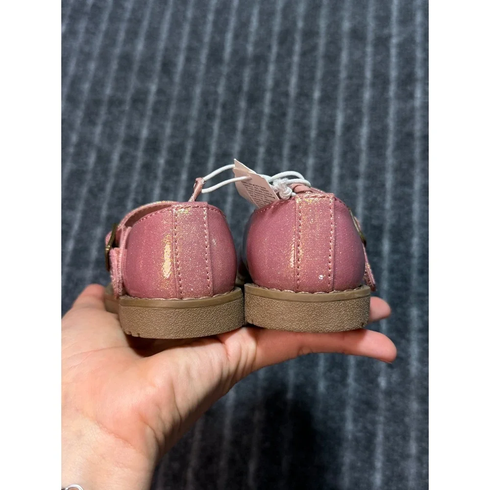 Old Navy Mary Jane Shoes Kids Size 5 Pink Glitter Chunky Buckle Strap